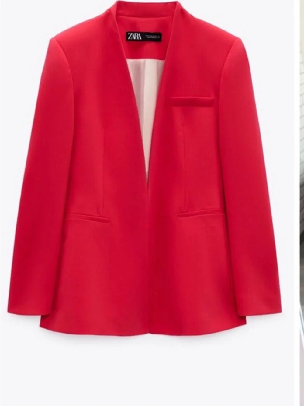 Zara Open-Front Raspberry Fitted Blazer Jacket - Picture 2 of 3